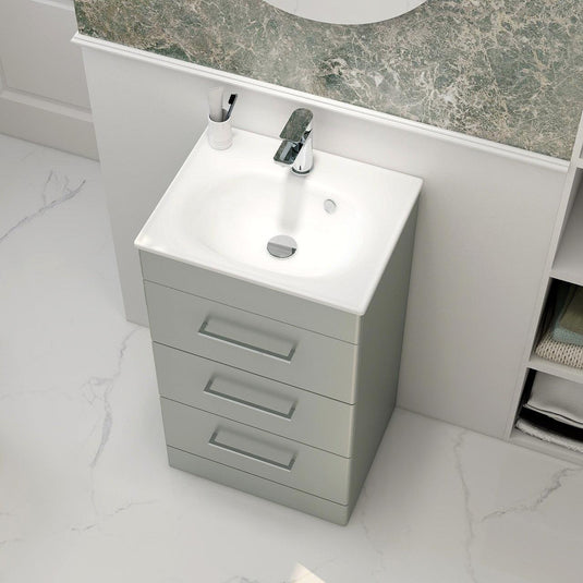 Imex Ivan 600mm Floor Standing Three Draw Vanity in Pistachio - 3DR-1-PISTA - Envy Bathrooms Ltd