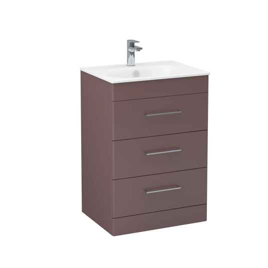 Imex Ivan 600mm Floor Standing Three Draw Vanity in Plum - 3DR-2-PLUM - Envy Bathrooms Ltd