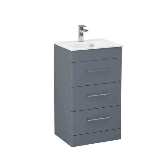 Imex Ivan 600mm Floor Standing Three Draw Vanity in Steel Blue - 3DR-1-STEEL - Envy Bathrooms Ltd
