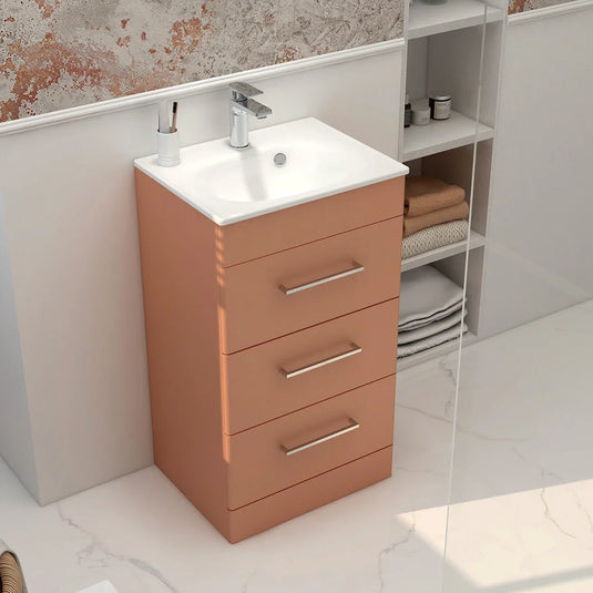 Imex Ivan 600mm Floor Standing Three Draw Vanity in Terracotta - 3DR-1-TERRA - Envy Bathrooms Ltd