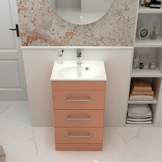 Imex Ivan 600mm Floor Standing Three Draw Vanity in Terracotta - 3DR-1-TERRA - Envy Bathrooms Ltd