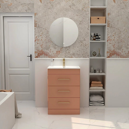 Imex Ivan 600mm Floor Standing Three Draw Vanity in Terracotta - 3DR-2-TERRA - Envy Bathrooms Ltd