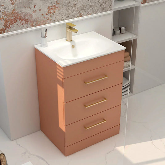 Imex Ivan 600mm Floor Standing Three Draw Vanity in Terracotta - 3DR-2-TERRA - Envy Bathrooms Ltd