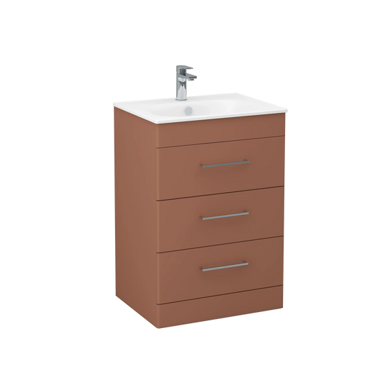 Imex Ivan 600mm Floor Standing Three Draw Vanity in Terracotta - 3DR-2-TERRA - Envy Bathrooms Ltd