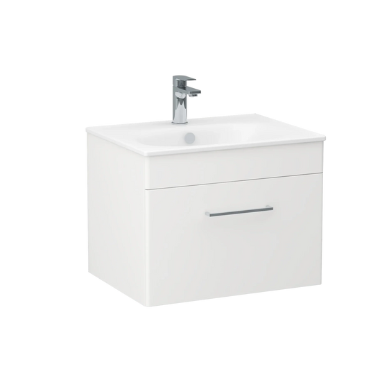 Imex Ivan 600mm Wall Mounted Single Drawer Vanity in Matt White- WM-2-WHITE - Envy Bathrooms Ltd