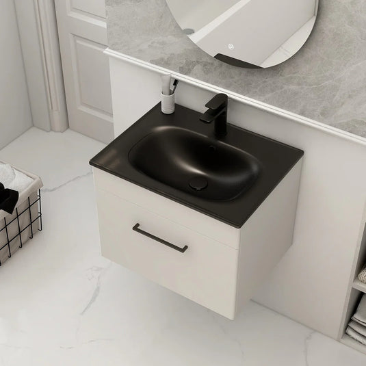 Imex Ivan 600mm Wall Mounted Single Drawer Vanity in Matt White- WM-2-WHITE - Envy Bathrooms Ltd
