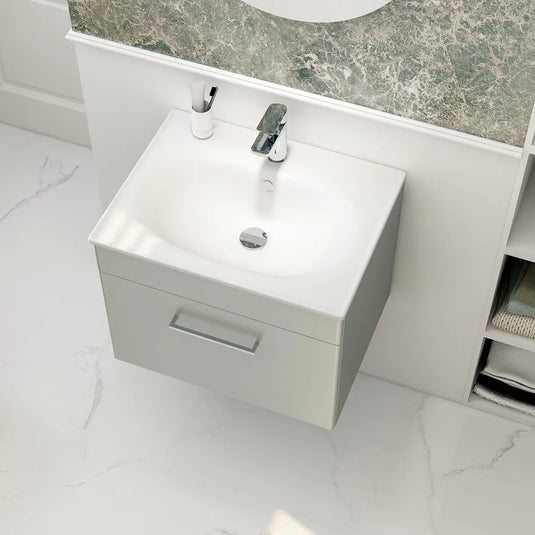 Imex Ivan 600mm Wall Mounted Single Drawer Vanity in Pistachio - WM-2-PISTA - Envy Bathrooms Ltd