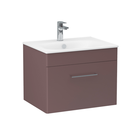Imex Ivan 600mm Wall Mounted Single Drawer Vanity in Plum - WM-2-PLUM - Envy Bathrooms Ltd