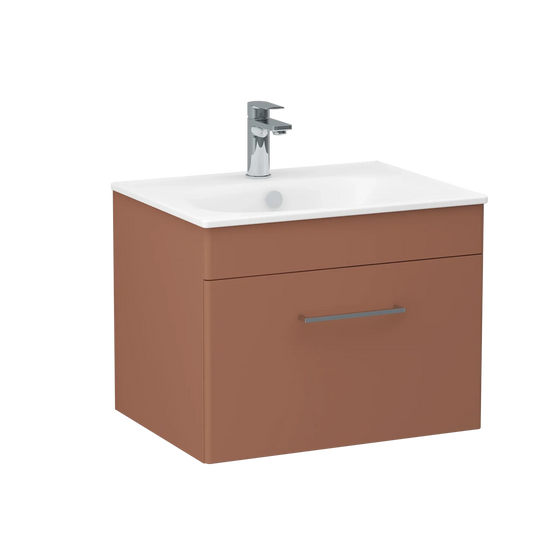 Imex Ivan 600mm Wall Mounted Single Drawer Vanity in Terracotta - WM-2-TERRA - Envy Bathrooms Ltd