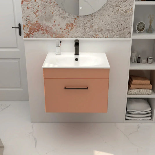 Imex Ivan 600mm Wall Mounted Single Drawer Vanity in Terracotta - WM-2-TERRA - Envy Bathrooms Ltd