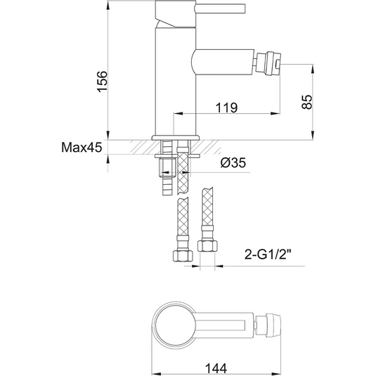 Imex Ivo Mono Bidet Mixer Incl Clicker Waste - IVBID - Envy Bathrooms Ltd