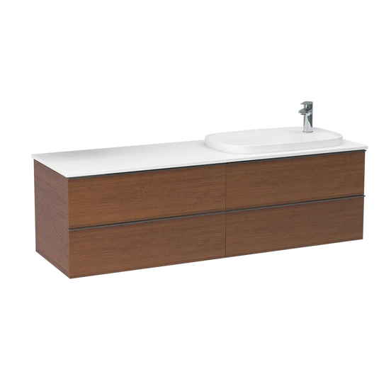 Imex Liberty 1500 x 500mm Four Drawer Wall Mounted Vanity Unit in Cherry Walnut - FZHF2775-1500-B0032 - Envy Bathrooms Ltd