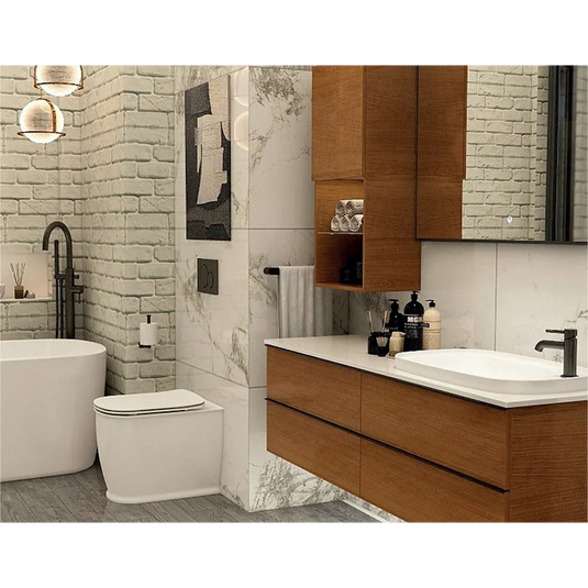 Imex Liberty 1500 x 500mm Four Drawer Wall Mounted Vanity Unit in Cherry Walnut - FZHF2775-1500-B0032 - Envy Bathrooms Ltd