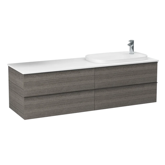 Imex Liberty 1500 x 500mm Four Drawer Wall Mounted Vanity Unit in Grey Oak - FZHF2775-1500-B0031 - Envy Bathrooms Ltd