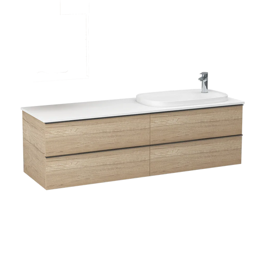 Imex Liberty 1500 x 500mm Four Drawer Wall Mounted Vanity Unit in Natural Oak - FZHF2775-1500-B0001 - Envy Bathrooms Ltd