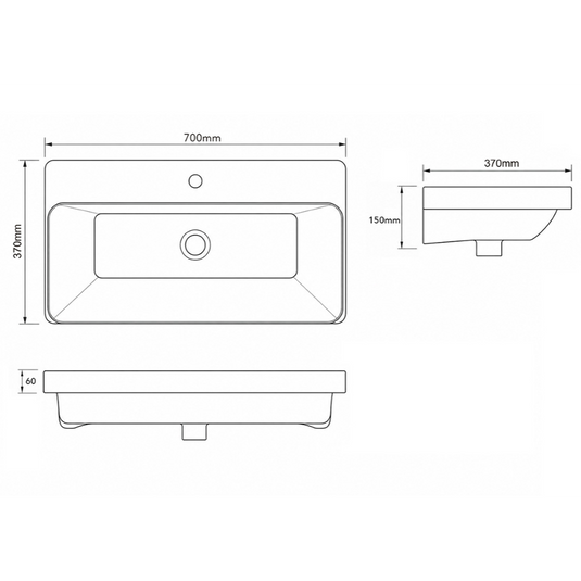 Imex Luna 550mm Ceramic Basin 1 Tap Hole White | LU70-BAS - Envy Bathrooms Ltd
