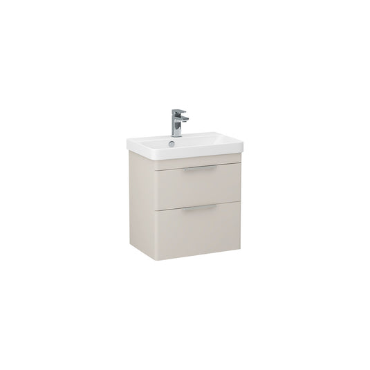 Imex Luna 550mm Double Drawer Cabinet Matt Cashmere Chrome Handles | LUWM-1-CASH - Envy Bathrooms Ltd