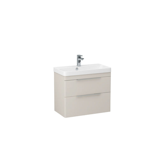 Imex Luna 700mm Double Drawer Cabinet Matt Cashmere Chrome Handles | LUWM-2-CASH - Envy Bathrooms Ltd
