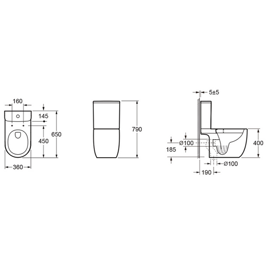 Imex Luna Rimless UltraVortex Open Back Close Coupled Pan White | C10190CXR - Envy Bathrooms Ltd