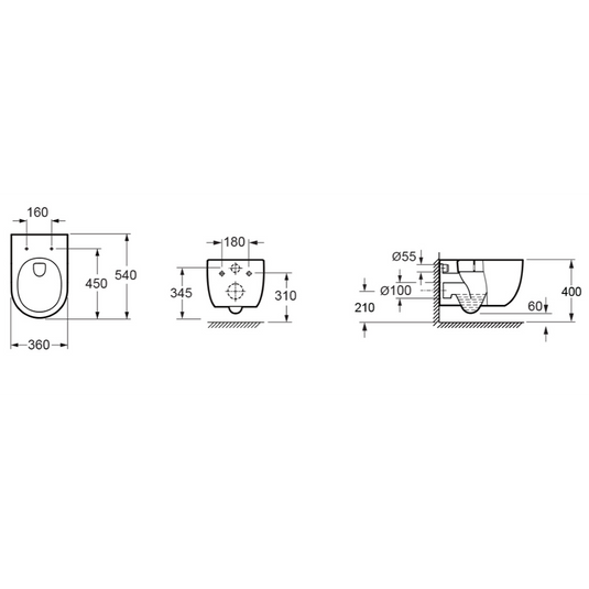 Imex Luna Rimless UltraVortex Wall Hung Pan 540mm White | CH10190LXR - Envy Bathrooms Ltd