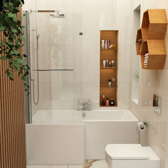 Imex Premiercast Multi Layer Reinforced Quadro 1500 Left Hand L Shape Shower Bath - IMPQSBLH15 - Envy Bathrooms Ltd