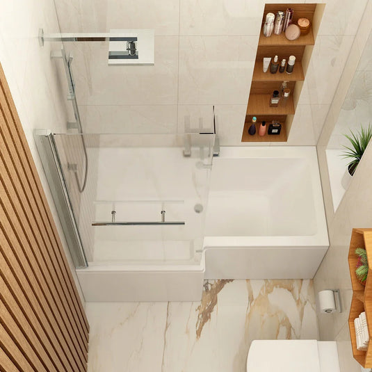 Imex Premiercast Multi Layer Reinforced Quadro 1500 Left Hand L Shape Shower Bath - IMPQSBLH15 - Envy Bathrooms Ltd