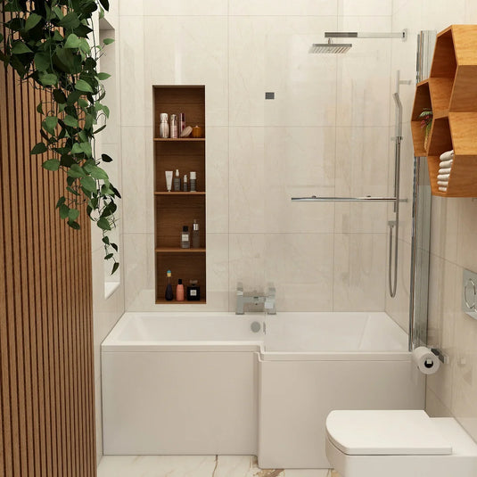 Imex Premiercast Multi Layer Reinforced Quadro 1500 Right Hand L Shape Shower Bath - IMPQSBRH15 - Envy Bathrooms Ltd