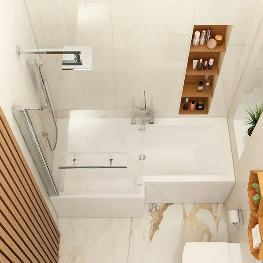 Imex Premiercast Multi Layer Reinforced Quadro 1700 Left Hand L Shape Shower Bath - IMPQSBLH17 - Envy Bathrooms Ltd