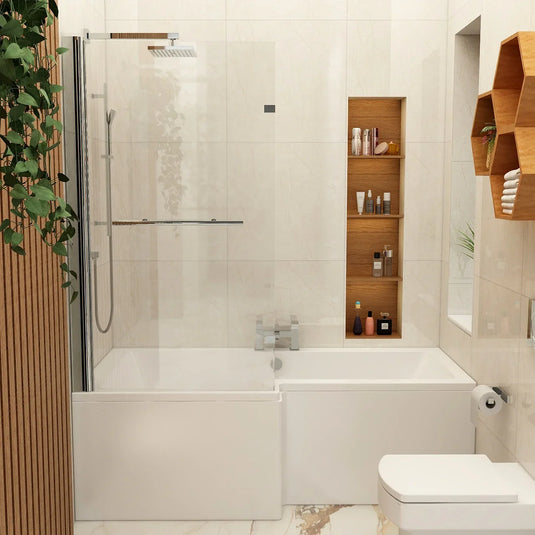 Imex Premiercast Multi Layer Reinforced Quadro 1700 Left Hand L Shape Shower Bath - IMPQSBLH17 - Envy Bathrooms Ltd