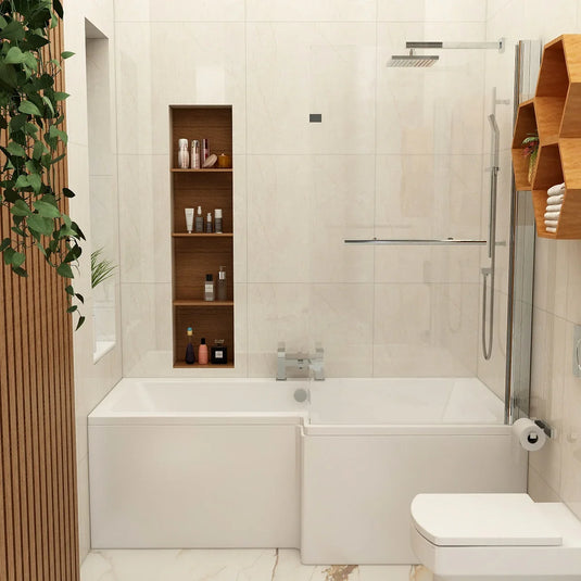 Imex Premiercast Multi Layer Reinforced Quadro 1700 Right Hand L Shape Shower Bath - IMPQSBRH17 - Envy Bathrooms Ltd