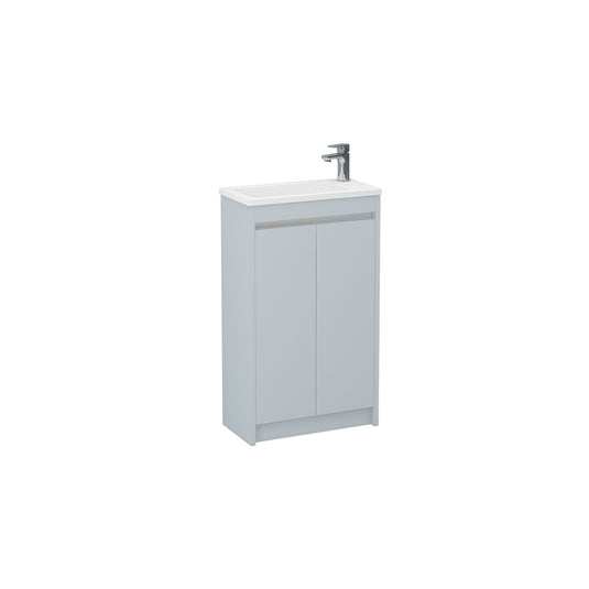 Imex Quadro 500mm Cloakroom Double Door Cabinet Denim Blue Chrome Handle Trim | QCL-4-DENI - Envy Bathrooms Ltd