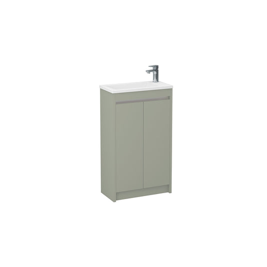 Imex Quadro 500mm Cloakroom Double Door Cabinet Reed Green Chrome Handle Trim | QCL-4-GREE - Envy Bathrooms Ltd