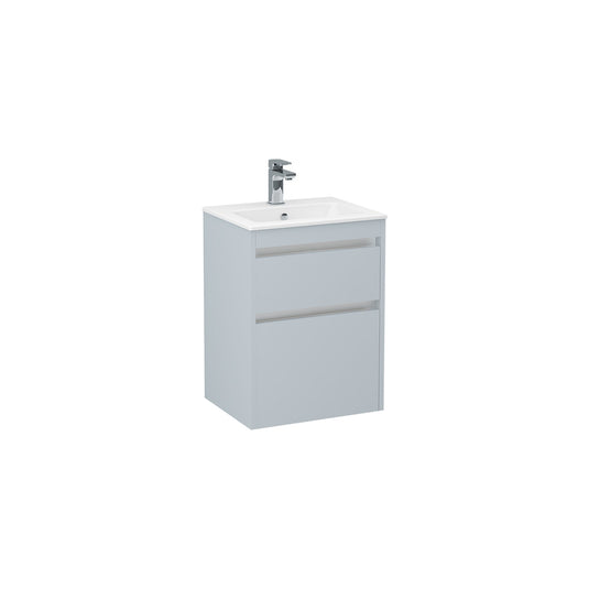 Imex Quadro 500mm Double Drawer Cabinet Denim Blue Chrome Handle Trims | QWM-1-DENI - Envy Bathrooms Ltd