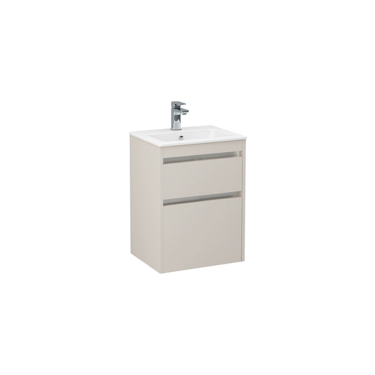 Imex Quadro 500mm Double Drawer Cabinet Matt Cashmere Chrome Handle Trims | QWM-1-CASH - Envy Bathrooms Ltd