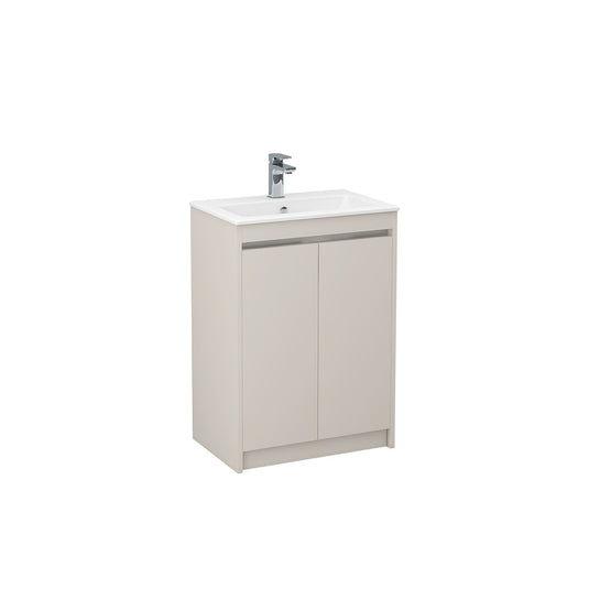 Imex Quadro 600mm Double Door Cabinet Matt Cashmere Chrome Handle Trims | Q2DO-2-CASH - Envy Bathrooms Ltd