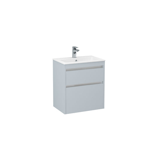 Imex Quadro 600mm Double Drawer Cabinet Denim Blue Chrome Handle Trims | QWM-2-DENI - Envy Bathrooms Ltd