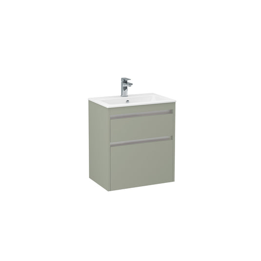 Imex Quadro 600mm Double Drawer Cabinet Reed Green Chrome Handle Trims | QWM-2-GREE - Envy Bathrooms Ltd