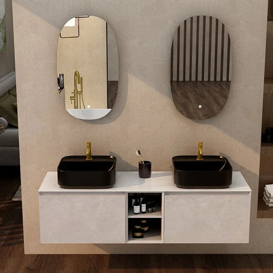 Imex Ravine 1500mm Twin Single Drawer Wall Mounted Vanity Unit with Storage in Slate - FZHF2780-1500-B0005 - Envy Bathrooms Ltd