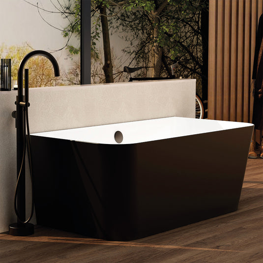 Imex Ravine 1700mm Freestanding Back to Wall Bath Matt Black | PB1016B-BLACK - Envy Bathrooms Ltd