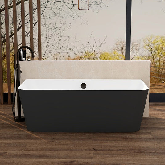 Imex Ravine 1700mm Freestanding Back to Wall Bath Matt Black | PB1016B-BLACK - Envy Bathrooms Ltd