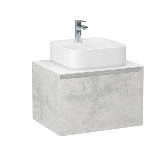 Imex Ravine 600mm Single Drawer Wall Mounted Vanity Unit in Natural Stone - FZHF2780-600-B0026 - Envy Bathrooms Ltd