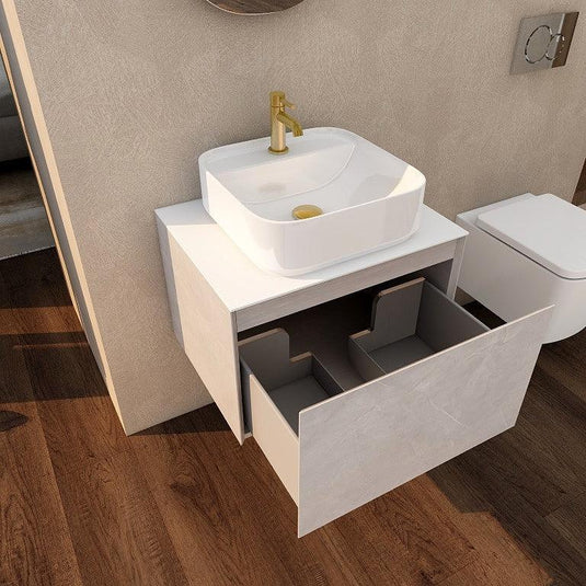 Imex Ravine 600mm Single Drawer Wall Mounted Vanity Unit in Slate - FZHF2780-600-B0005 - Envy Bathrooms Ltd