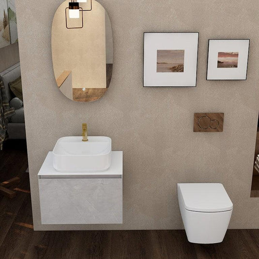 Imex Ravine 600mm Single Drawer Wall Mounted Vanity Unit in Slate - FZHF2780-600-B0005 - Envy Bathrooms Ltd