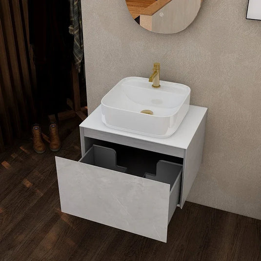 Imex Ravine 600mm Single Drawer Wall Mounted Vanity Unit in Slate - FZHF2780-600-B0005 - Envy Bathrooms Ltd