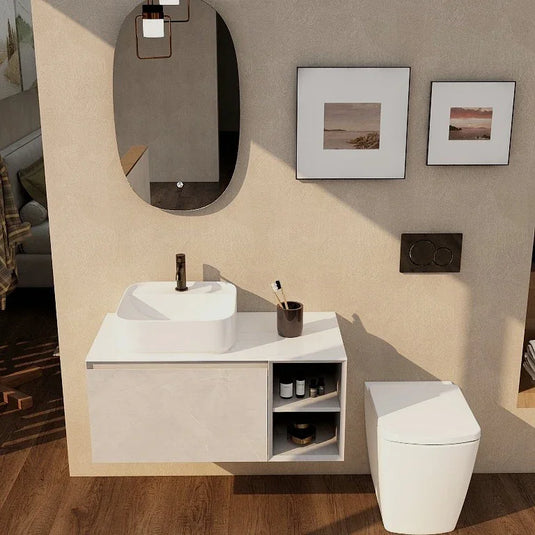 Imex Ravine 900mm Single Drawer Wall Mounted Vanity Unit with Open Storage in Slate - FZHF2780-900-B0005 - Envy Bathrooms Ltd