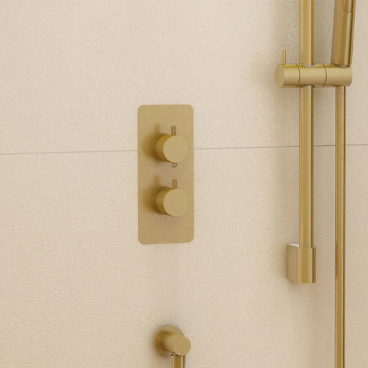 Imex Ravine Brushed Brass Two Handle, Single Outlet, Concealed Thermostatic Shower - 6007BB - Envy Bathrooms Ltd