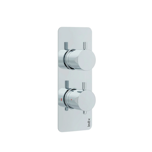 Imex Ravine Chrome Two Handle, Two Outlet, Concealed Thermostatic Shower - 6008CP - Envy Bathrooms Ltd