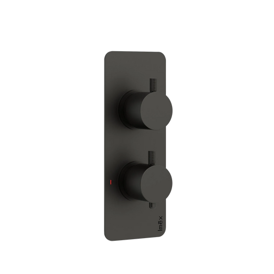 Imex Ravine Matt Black Two Handle, Single Outlet, Concealed Thermostatic Shower - 6007MB - Envy Bathrooms Ltd