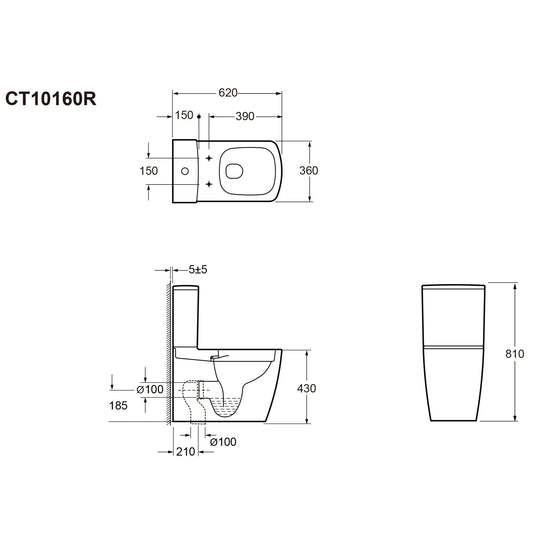 Imex Ravine Rimless Comfort Height Closed Back Close Coupled Pan - C10160R - Envy Bathrooms Ltd