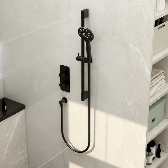 Imex Ravine Single Outlet Concealed Thermostatic Valve with Adjustable Multifunction Handset in Matt Black - RAVCVPK001MB - Envy Bathrooms Ltd